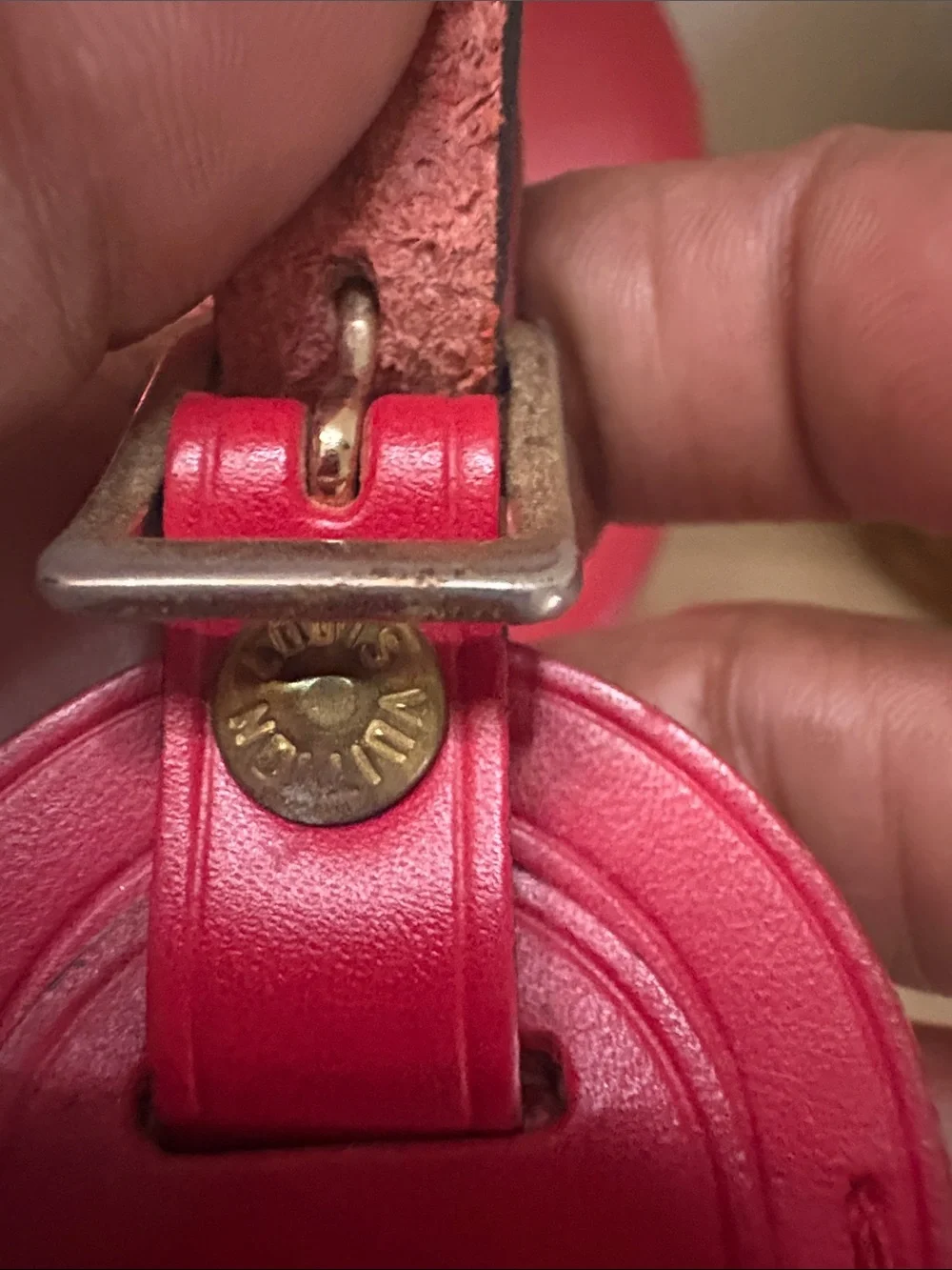 Louis Vuitton Bright Red TIAGA Leather Tag